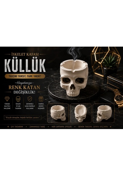 Kafatası Küllük , İskelet Kafatası Küllük , Kurukafa Küllük