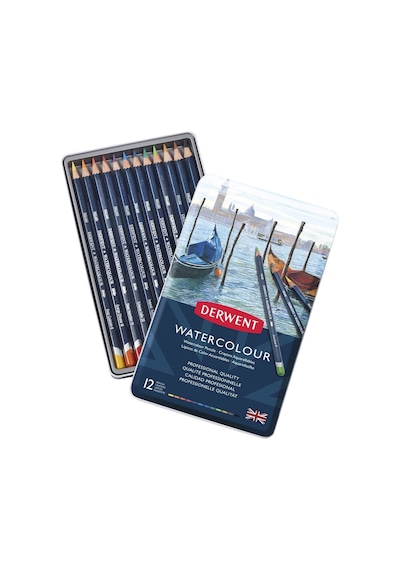 Derwent Watercolour Pencil Suluboya Kalem Seti 12'li Teneke Kutu
