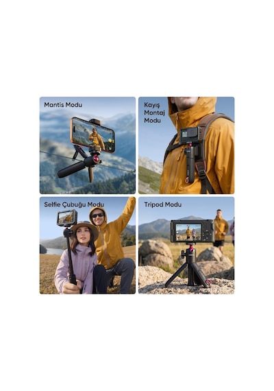 Ulanzi Mt55 Snapgo 4 İn 1 Mini Selfie Stick Tripod Telefon Ve Aksiyon Kamera Uyumlu - T165 Siyah