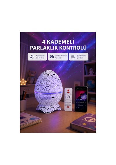 Galaksi Efektli Dinozor Yumurta Projektör Yüksek Çözünürlüklü - Çok Renkli