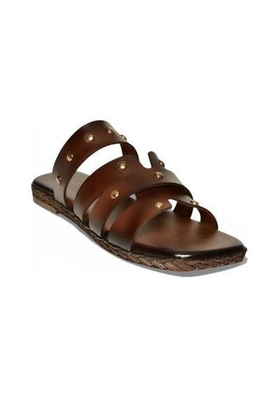 Fox Shoes Y390755203 Kahverengi Hakiki Deri Kadın Terlik