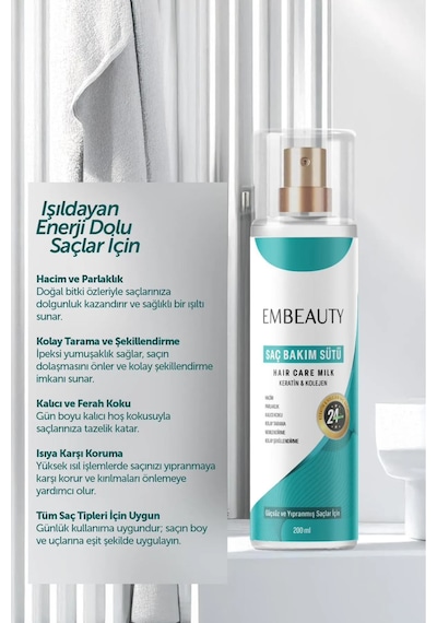 Embeauty Besleyici Keratin Kolajen Saç Bakım Sütü 200 ML