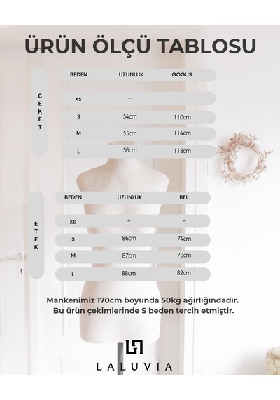 Laluvia Haki Parlak Deri Ceket Etek Takım - 1151