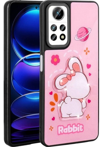 Xiaomi Redmi Note 12 Pro 4g Kılıf Parlayan Kabartmalı İkonik Figürlü Zore Amas Silikon Kapak Pembe