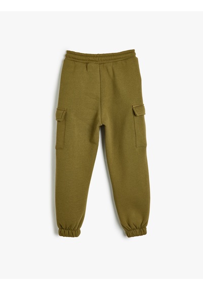 Koton Jogger Eşofman Altı Kargo Cepli Beli Bağlamalı Şardonlu Haki 5wkb40005tk Haki