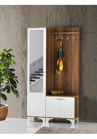 Erezogullari_Mobilya Elmas Portmanto Askılık Ayakkabılık Aynalı 100X36X193
