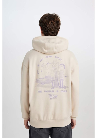 Defacto Rick And Morty Boxy Fit Kapüşonlu Baskılı Sweatshirt D6770ax25spbg702 Bej-bg702