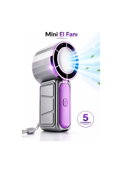 Mini El Fanı Taşınabilir 800mah Usb Sarjlı Soğutucu 5 Kademeli Mini Vanitalatör