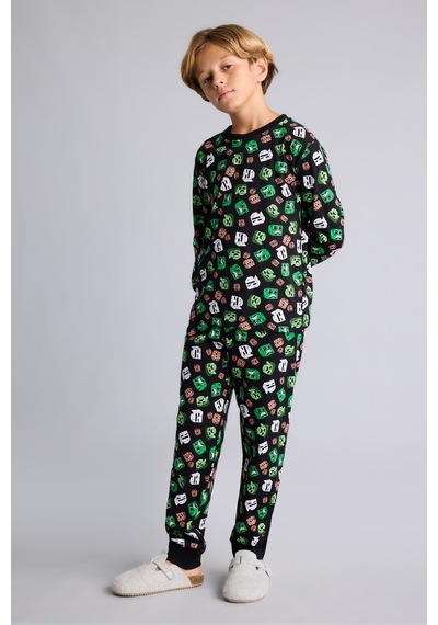 Defacto Minecraft Lisanslı Baskılı 2li Pijama Takımı Erkek Çocuk I3437a826wnbk81 Siyah-bk81