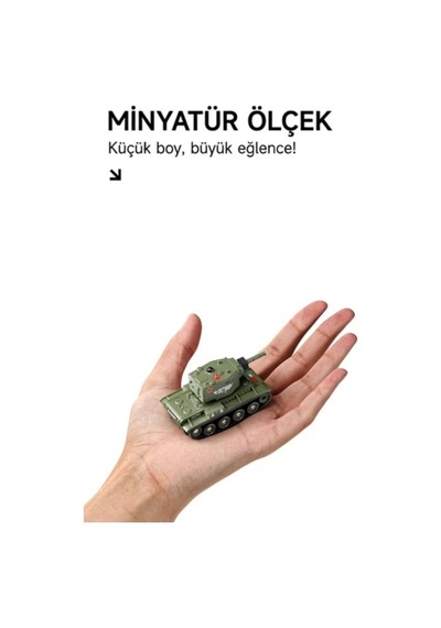 Alpmodel Uzaktan Kumandalı 9 Kanallı Kızılötesi Savaş Mini Sesli Tank Kauçuk Palet 1/64 Yeşil