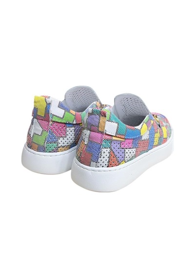 Renkli Hakiki Deri Taşlı Toka Detaylı Ultra Hafif Sneaker Çok Renkli