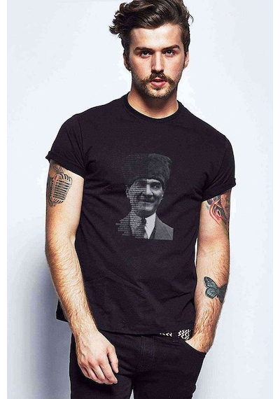 Atatürk Gençliğe Hitabe Baskılı Siyah Erkek Tshirt