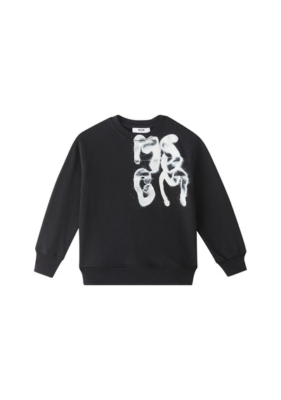 Msgm Çocuk Grafik Logolu Pamuklu Sweatshirt Siyah
