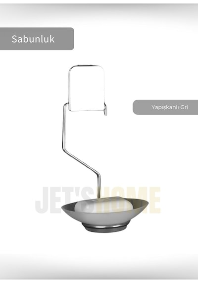 Jet's Home Yapışkanlı Sabunluk Paslanmaz Katı Sabun Tutucu Sabun Düzenleyici Çelik Krom Krom