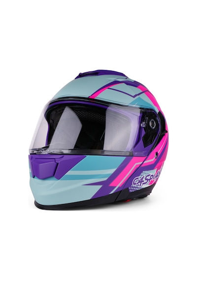 Vento Premium Çene Açılır Kask Güneş Vizörlü Blue Pink Ece 22.06 Sertifikalı Mor Mor