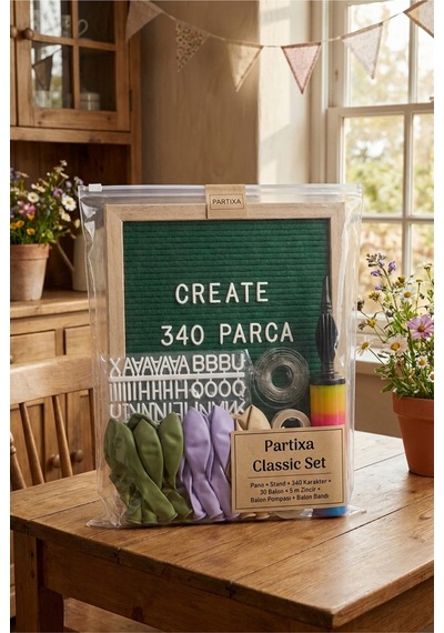 Kır Çiçeği Temalı Doğum Günü Süsleme Classic Set Koyu Yeşil Keçe Yazı Panosu Standlı Balon Zincirli Cottagecore Seti Tüm Yaşlar