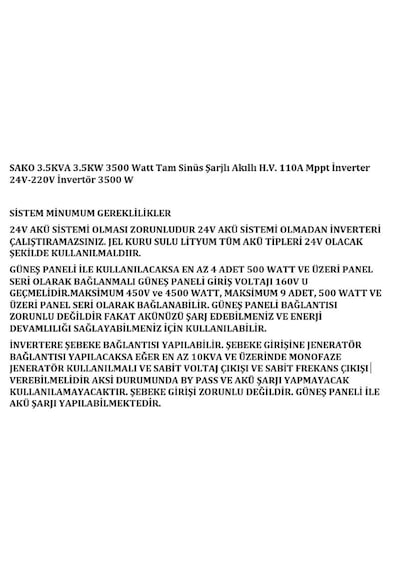 3.5kva 3.5kw 3500 Watt Tam Sinüs Akıllı H.v.110a Mppt İnverter 24vdc-220vac 3500 W İnvertör