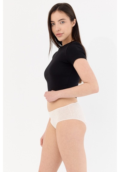Air Krem Yüksek Bel Slip Külot Krem