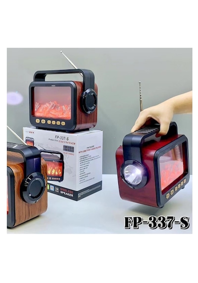 Solar Panelli Şömine Nostaljik Görünümlü Bluetooth Hoparlör Ve Fenerli Mp3 Çalar Radyo Müzik Kutusu