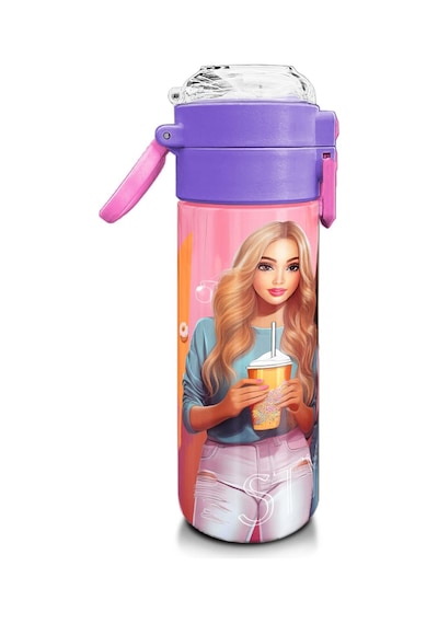 Coral High Kids Pembe Mercan Fashion Girl Desenli Pipetli Ve Direkt İçim Çelik Termos 500 Ml 31869 Metal