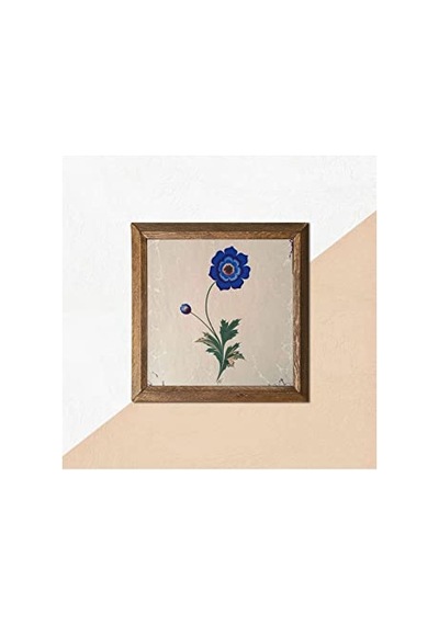 Ebru Sanatı Taş Duvar Tablosu - Ahşap Çerçeveli Taş Tablo - 25x25 Cm - Dekoratif Duvar Sanatı - Modern Ev Ve Ofis