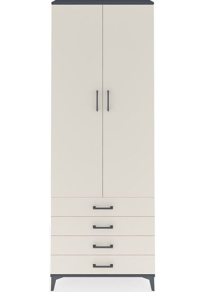 Arges Dolap 2 Raflı 4 Çekmeceli Tek Askılı 88x30x243 Antrasit-aytaşı Antrasit