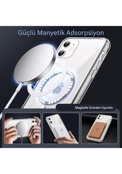 Apple Uyumlu iPhone 11 Şeffaf Magsafe Kılıf Safe Şeffaf