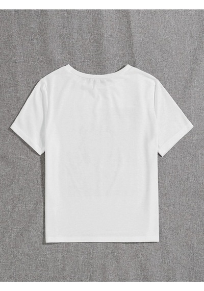 Kadın Beyaz Oversize Floral Baskılı T-shirt Beyaz-67224