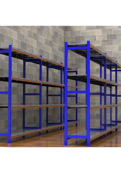 Raf Burada 6 Katlı Duble Depo Rafı - 300-350 Kg Taşıma Kapasiteli Hafif Rack Raf-40x90x200 cm