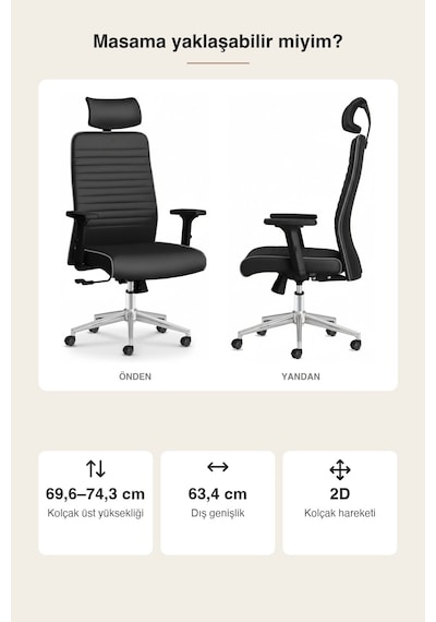 Upstyle Zirve Deri Ergonomik Çalışma Ve Yönetici Koltuğu Siyah/gri