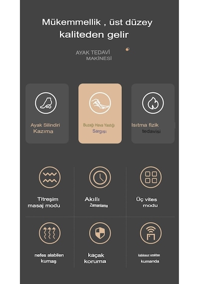 Ayak Bacak Sıcak Hava Isıtma Masajı Ayarlanabilir Sessiz Lcd Ekran Uzaktan Kumanda Altın