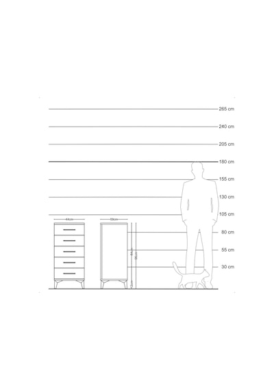 Kronos Komodin 5 Çekmeceli 44x59x96 Antrasit-aytaşı Antrasit
