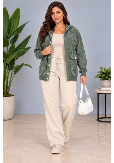 Cedy Denim Cedy -özel Tasarım Kadın Taş Ve Nakış İşleme Detaylı Düğmeli Kapüşonlu Sweat Hırka C7150 Haki Cedy Denim Cedy -özel Tasarım Kadın Taş Ve Nakış İşleme Detaylı Düğmeli Kapüşonlu Sweat Hırka C7150 Haki
