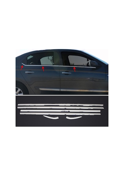 Citroen C-Elysee Cam Çıtası Kromu Nikelaj 6 Parça