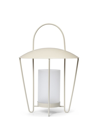 Ferm Living Abri Feneri, Paslanmaz Çelik Ve Cam Tasarım, Rüzgar Korumalı Kubbe Lambalar Beyaz