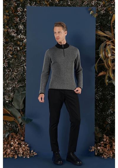 Efor Tr 859 Slim Fit Siyah Klasik Triko Siyah