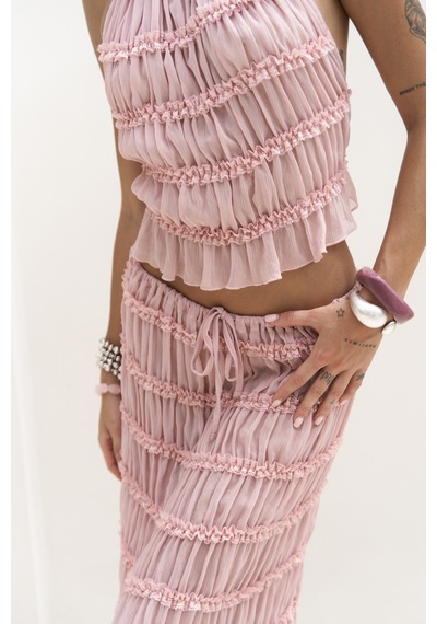 Mai Collection Mai Studios Co. Sofi Transparan Pembe Crop Etek Takım Pembe