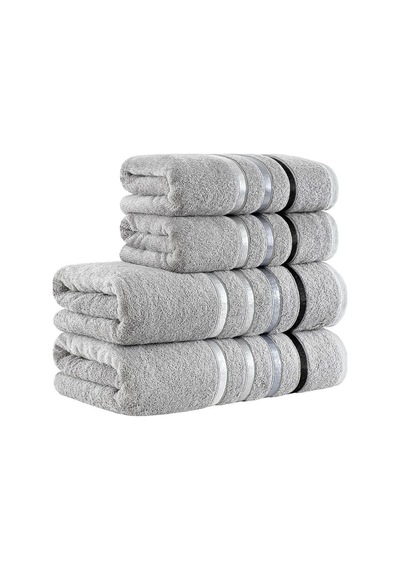 Banyo Havlu Seti 4 Lü Bale Premium - 70x140cm X2 / 50x90cm X2 Gri