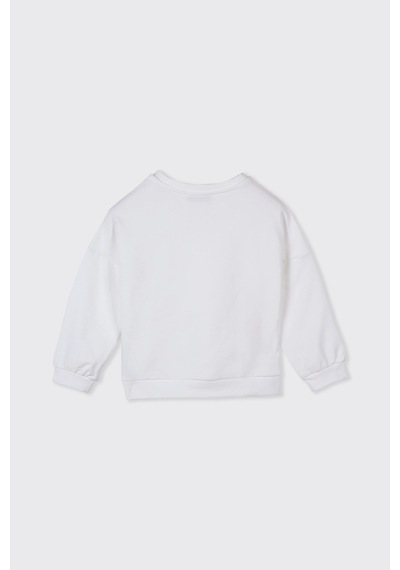 Panço Kız Bebek Fisto Detaylı Beyaz Sweatshirt