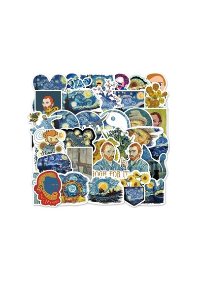 50'li Van Gogh Stickers, Sticker Seti Laptop Notebook Tablet Sticker Seti, 68746854684684