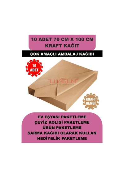10 Adet 70cm X 100cm 100 Gr. Kraft Ambalaj Kağıdı, Çeyiz Ev Eşyası Hediye Ürün Paketleme, Çocuk Etkinlikleri