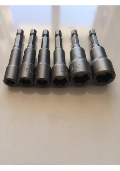 Manyetik Bits Uç Somun Tutucu 6 Parça 6 MM 7 MM 8 MM 10 MM 12 MM 13 MM