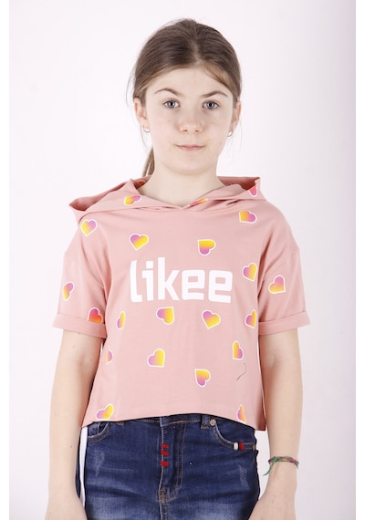 Toontoy Kids Toontoy Kız Çocuk Likee Baskılı Kapüşonlu Tişört Somon Toontoy Kids Toontoy Kız Çocuk Likee Baskılı Kapüşonlu Tişört Somon
