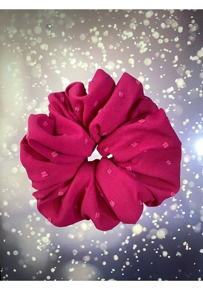 Mois Atelier Fuşya Pembe Kumaş Lastikli Kadın Simit Saç Tokası Bayramlık Fuşya