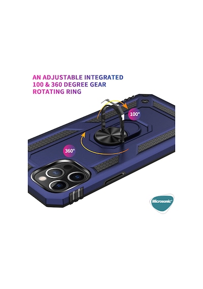 Microsonic Apple Uyumlu iPhone 12 Pro Max Kılıf Military Ring Holder