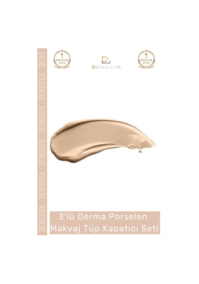 Makyaj Mat Bitişli Aydınlatıcı Kontür Etkili 3'lü Derma Porselen Makyaj Tüp Kapatıcı Seti Çok Renkli