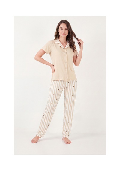 Lela Desenli Yumuşak Dokulu Kısa Kollu Pijama Takımı Bayan Pijama Takımı 65750120 Beyaz-kahve Lela Desenli Yumuşak Dokulu Kısa Kollu Pijama Takımı Bayan Pijama Takımı 65750120 Beyaz-kahve