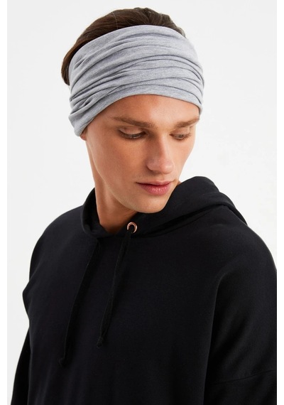 Butikgiz Erkek 4 Fonksiyonlu Koruyucu Pamuklu, Esnek, Terletmez, Bandana, Boyunluk, Maske - Tek Ebat / Açık Gri Açık Gri