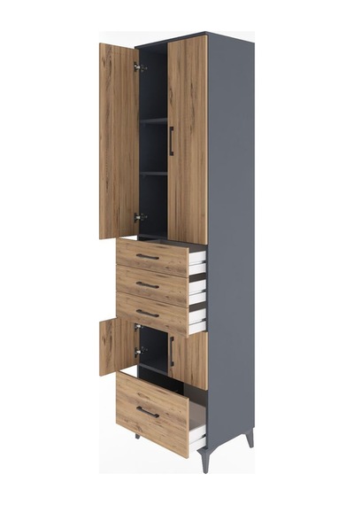 Hyperion Dolap 4 Raflı 4 Çekmeceli 4 Kapaklı 60x44x243 Antrasit-çam Antrasit Hyperion Dolap 4 Raflı 4 Çekmeceli 4 Kapaklı 60x44x243 Antrasit-çam Antrasit