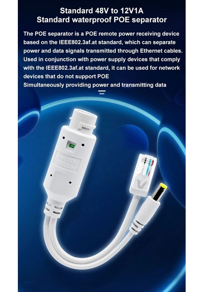 48v To 12v Pasif Rj45 Poe Seperatör Splıtter Dış Mekan Su Geçirmez Ip Kamera Enjektör Seperatör